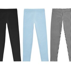 3 Pack Kids Black, Blue, and Houndstooth Leggings
